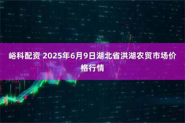 峪科配资 2025年6月9日湖北省洪湖农贸市场价格行情